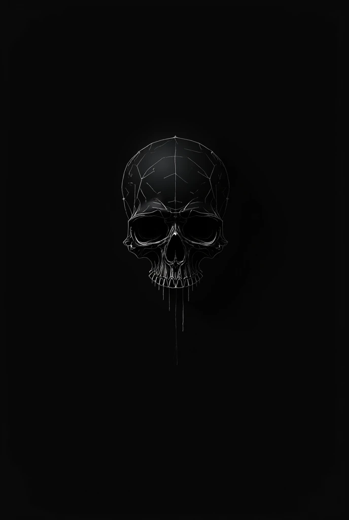 a close up of a rough pixeled human skull with a black background, front view, on black ground a pixeled anatomically correct human skull in front view. the pixels have to be the size that the skull is barely visible when closer look, all in black greytones and white, black background