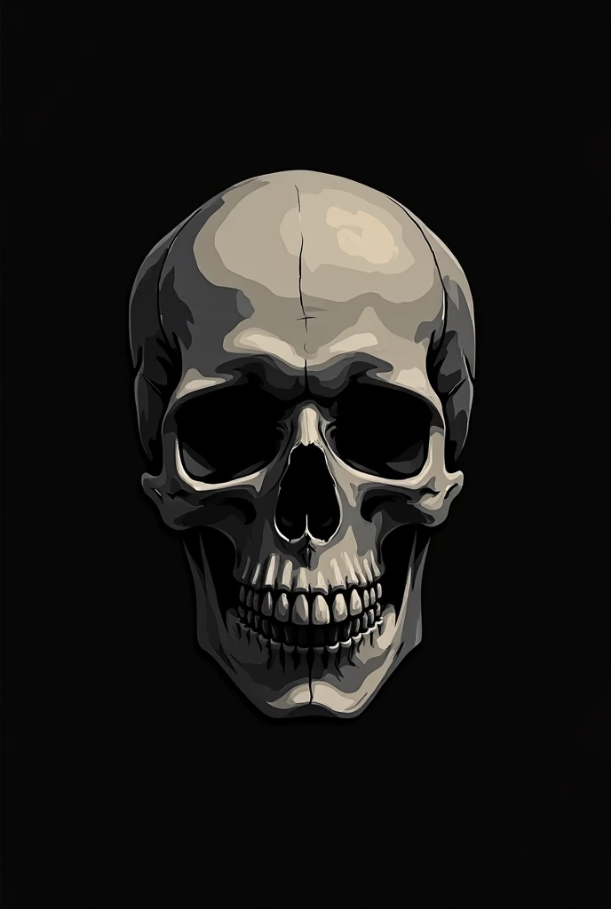 Create a thin line skull with a black background