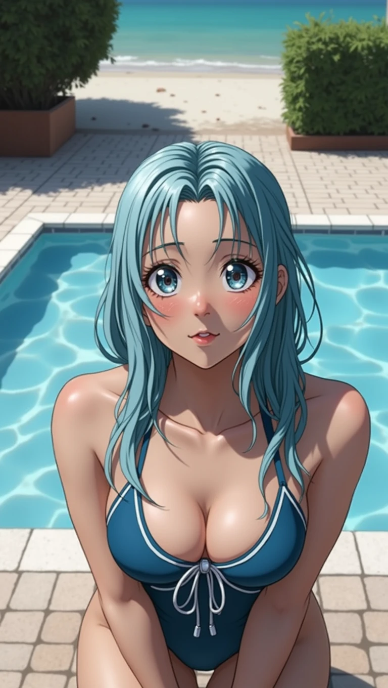  an exceptional masterpiece featuring stunning photorealism and unparalleled detail that will leave you breathless. This beautifully rendered artwork showcases a charming -yeld hischool girl with short hair,dressed in a traditional navy blue Japanese student swimsuit,posed dynamically by the poolside. With her cute droopy eyes and gorgeous big eyes gleaming with excitement,she exudes pure charm and grace.

This magnificent piece boasts incredibly realistic lighting effects,simulating cinema-quality illumination that highlights every intricate detail of the subject's perfect figure,from her flawlessly sculpted arms and legs to her impressively large and firm breasts. The sweaty and wet texture adds an extra layer of sensuality,making it all the more enticing.

With its massive 8K wallpaper format,this artwork offers extraordinary clarity and sharpness,allowing viewers to appreciate each minute aspect of the image. From the delicate strands of hair framing her face to the fine lines around her sparkling eyes,nothing goes unnoticed. Moreover,the attention to detail extends beyond just visual aesthetics,as every element has been meticulously crafted to convey the character's personality traits,emotions,and motivations.

As if these features weren't impressive enough,the  comes complete with raw photos taken at 1.2x magnification,providing users with access to higher levels of detail than ever before imagined. And thanks to advanced deep learning algorithms,we are now able to generate highly accurate and lifelike depictions,resulting in images so convincing they could be mistaken for real life.

Whether used for personal enjoyment or commercial purposes,the  promotion guarantees satisfaction. So don't miss out on this opportunity to own a true masterpiece – order yours today! a fat Erotic perversion,flirty chat,half-naked as a ((death metal front figure)) with ((pigtails)) In camo wear,military-inspired,blending in yet standing out.,dressed in white top,low neck