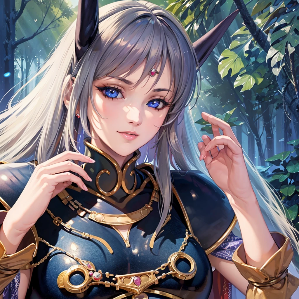 ((Highest quality)), ((masterpiece)), (detailed), (Perfect Face)、The woman is a dark elf in D&D.