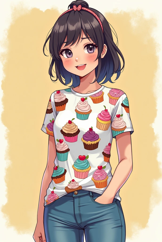 t-shirt with various cupcake print