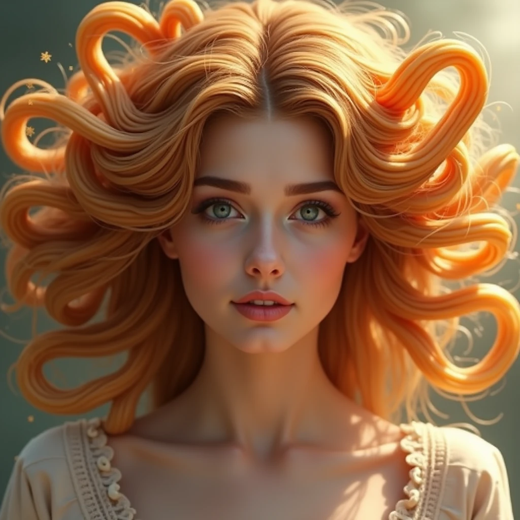 Generate an image of a woman with long churro hair