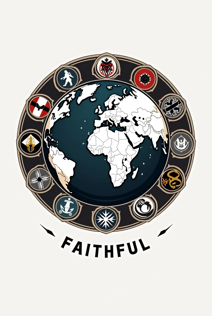 Create a logo/Tattoo with the words "Always Faithful" under a globe (Center of Europe) where all branches of the Bundeswehr are included.