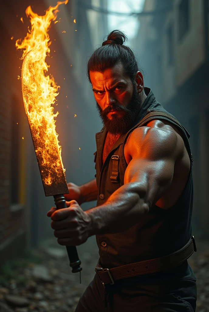 Flaming knife machete