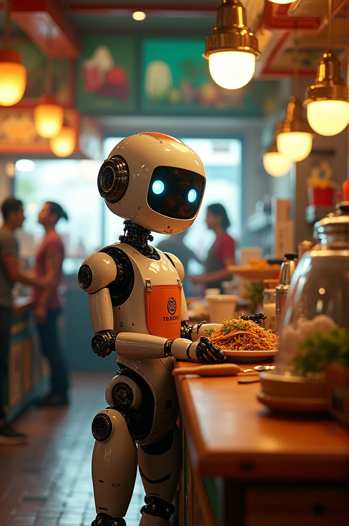 A robot in a taco shop