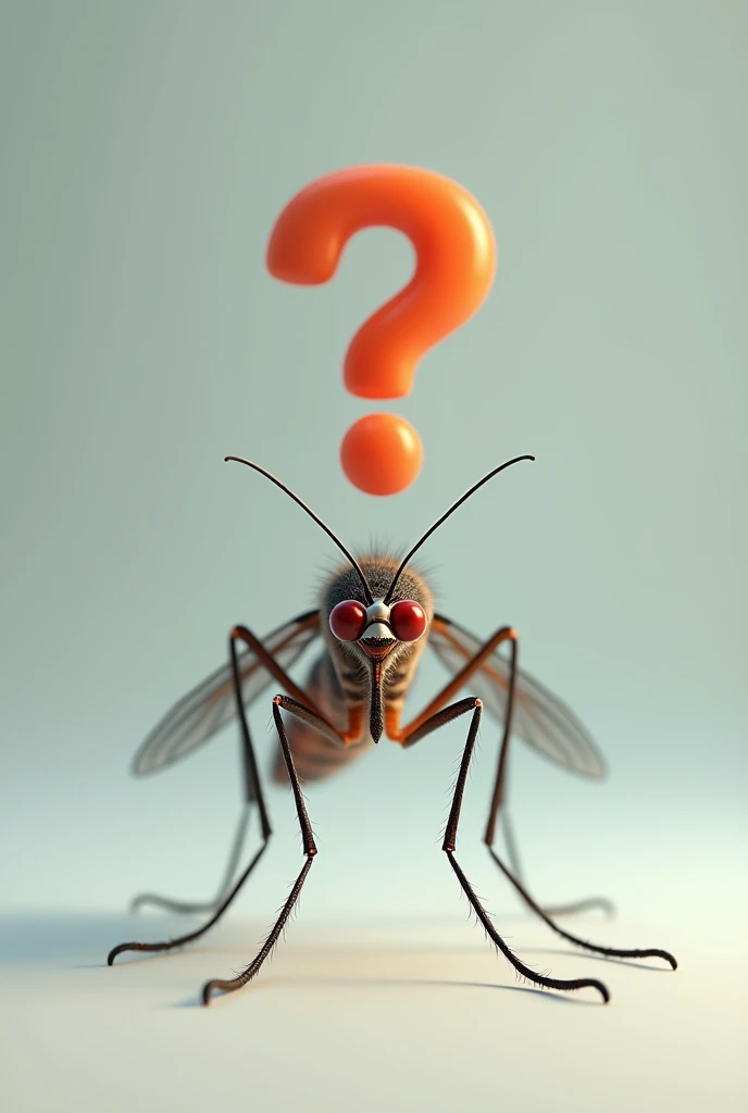 Create a dengue mosquito, with a question mark and a doubt above its head