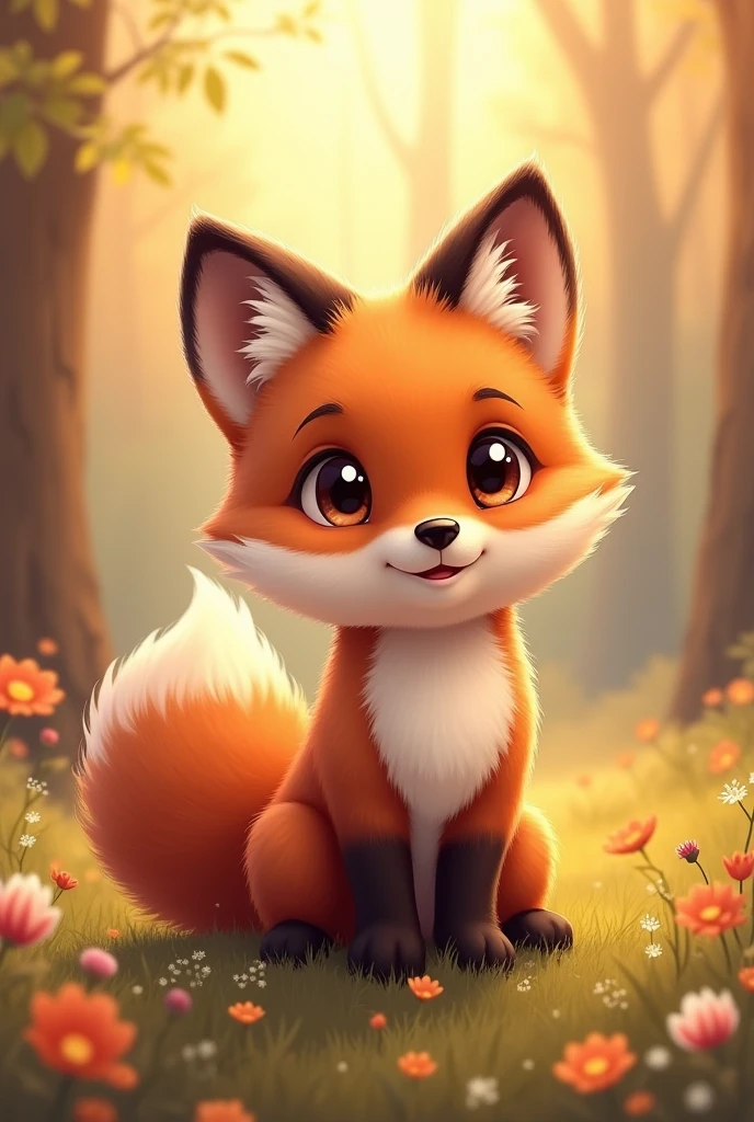 can create a cute fox of dark brown color
