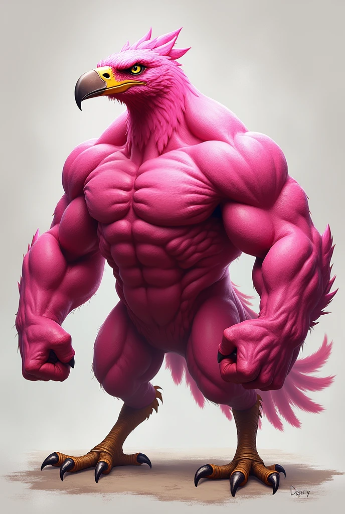 Pink-colored zanate bird with muscle. 