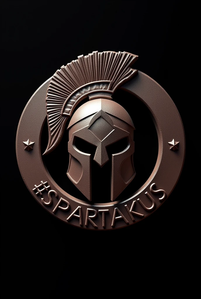 a circle logo, a sparta mascot, "SSSPARTAKUS" text in the middle, black background, highly detailed, intricate design, clean lines, 3d render, cinematic lighting, photorealistic, award winning design, masterpiece