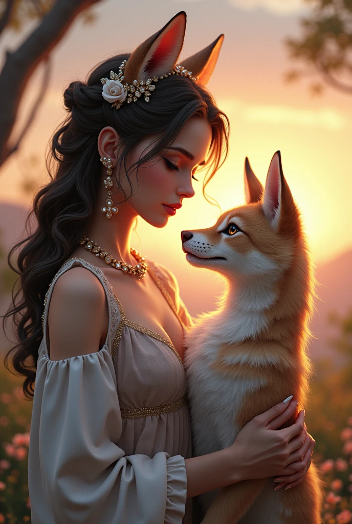 original, détail complexe, illustration, chef-d&#39;œuvre, fond d&#39;écran CG Unity 8k extrêmement détaillé, souligner, Affûtage, dynamique, bokeh, , une belle fille avec un animal_oreilles et cheveux_ornement