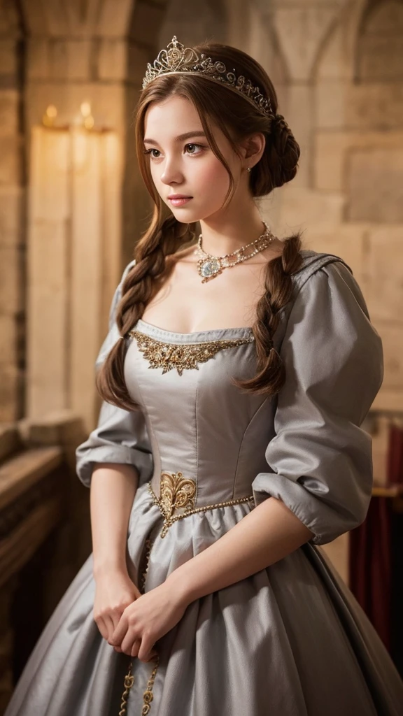 Queen Jane Grey, 16age、Upper Body、beautiful girl、Medieval European Dress