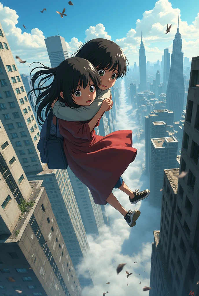 A boy and a girl are falling after breaking the glass of a building. Like the ground and they are activating their transportation. They are falling from the ground very fast and there are goons also and sometimes the city and sometimes the big building is visible from the top boy age is 26 girl age is 33 in anime Sorry the building is falling apart In O Saathi, the whole ground is breaking down. Everything is breaking down. The whole world around us is about to end but our characters are crying a lot. (Girl age 33 boy age 19) and boy hug his big sister 