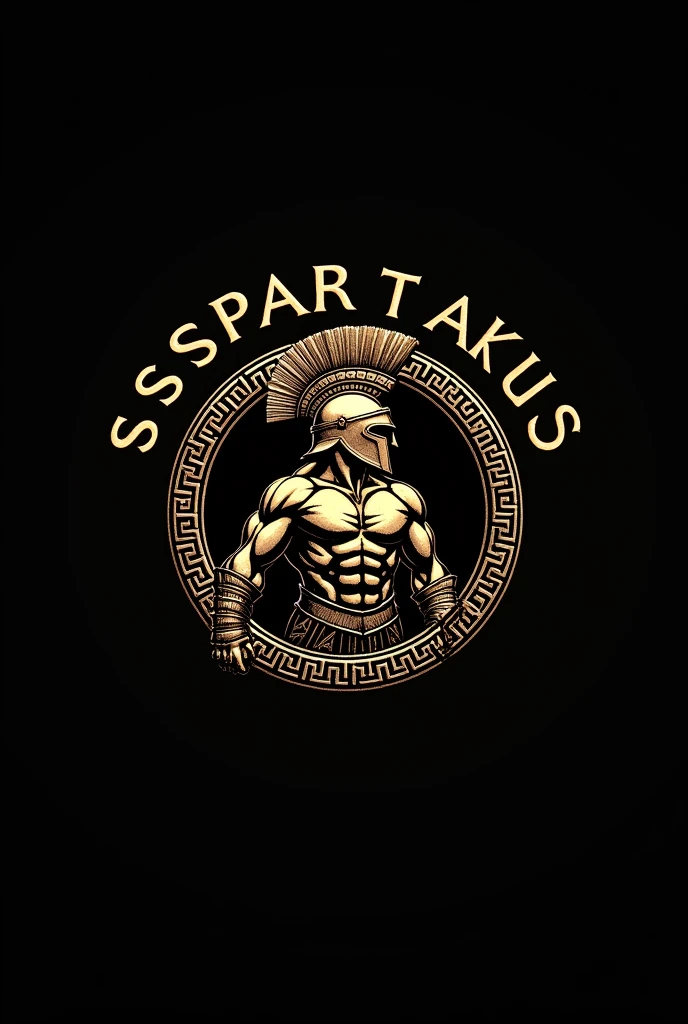 a circle logo, a sparta mascot, "SSSPARTAKUS" text in the middle, black background, detailed logo design, intricate illustration, highly detailed heraldic design, ornate gold accents, dramatic lighting, bold typography, cinematic composition, powerful and heroic, striking contrast, dynamic pose, muscular figure, intimidating presence, ancient greek style, historical accuracy, photorealistic quality, epic scale, (best quality,4k,8k,highres,masterpiece:1.2),ultra-detailed,(realistic,photorealistic,photo-realistic:1.37)