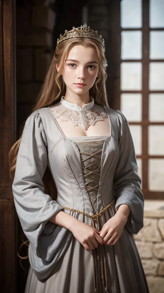Queen Jane Grey, １６age、Upper Body、beautiful girl、Medieval European Dress