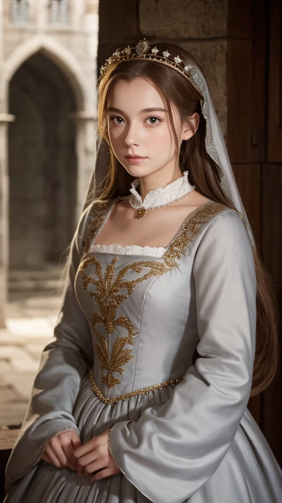 Queen Jane Grey, １６age、Upper Body、beautiful girl、Medieval European Dress