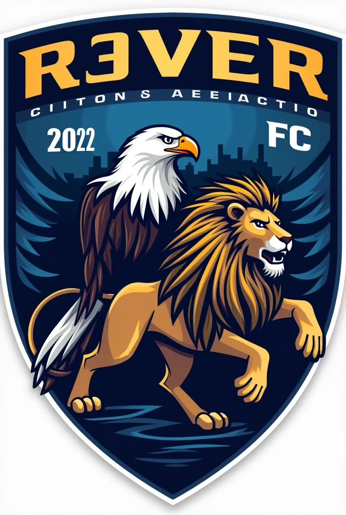 River Orlando FC soccer club crest containing an eagle and a lion and saying 2022