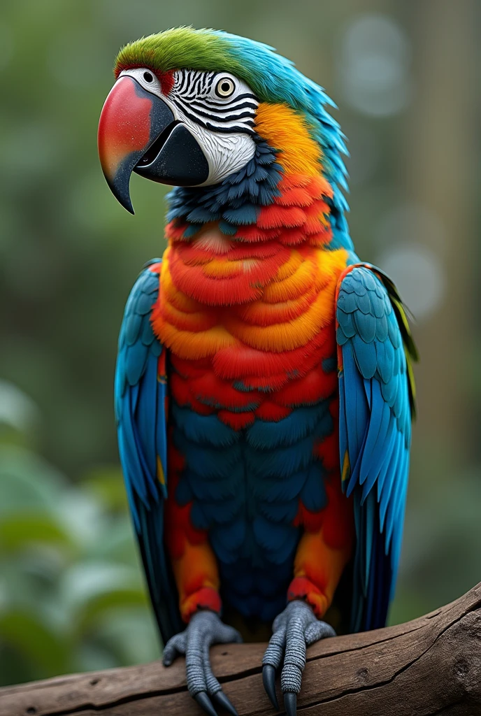 ### Evolution of the Flag Macaw: the "Marine Macaw"
#### **Environment and Selective Pressures**
the historia de la Marine Macaw comienza en la Amazonía, where the flag macaw lived among the lush trees and fed on fruits and seeds. However, massive deforestation and the expansion of human activity led to the near total destruction of their natural habitat. The few remaining trees were no longer enough to house these birds, and competition for resources became fierce.
Without their habitat and with a severe shortage of food, the flag macaws were forced to explore new areas for survival. Some migrated towards the coasts, where the ecosystem, although challenging, offered a new opportunity. Here, they began to feed on small fish, crustaceans and algae, drastically changing their diet and behavior.
#### **Microevolution: Adaptation al Entorno Marino**
1. **Genetic Variation and Natural Selection**:
In this new coastal environment, the flag macaws showed variations in their coloration, with some developing a darker plumage that helped them camouflage better among the rocks and marine vegetation. Those macaws with a longer beak adapted to capture fish in shallow waters survived better and, Therefore, these characteristics became more common with each generation.
2. **Adaptation: Changes in Behavior and Feeding**:
Over time, these macaws began to spend more time in the water, learning to swim and dive for food. Their legs adapted, developing interdigital membranes that allowed them to swim more efficiently. As they moved away from the mainland, their diet became completely marine, and their bodies began to adapt to this new lifestyle.
#### **Macroevolution: Surgimiento de la Marine Macaw**
1. **Speciation: Reproductive Isolation**: