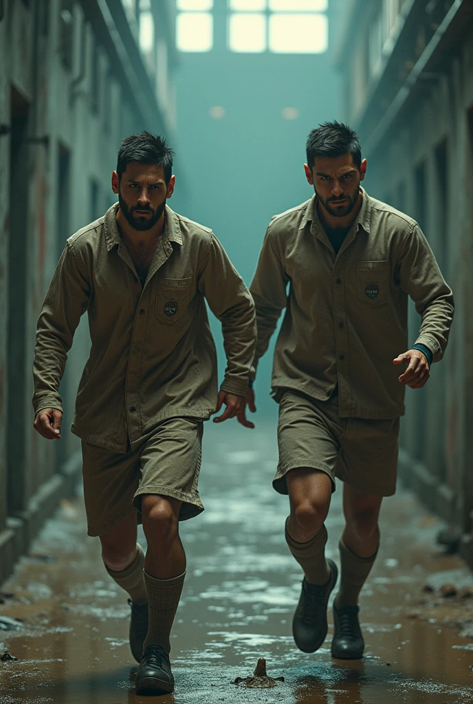 Messi escaping from prison with Cristiano Ronaldo