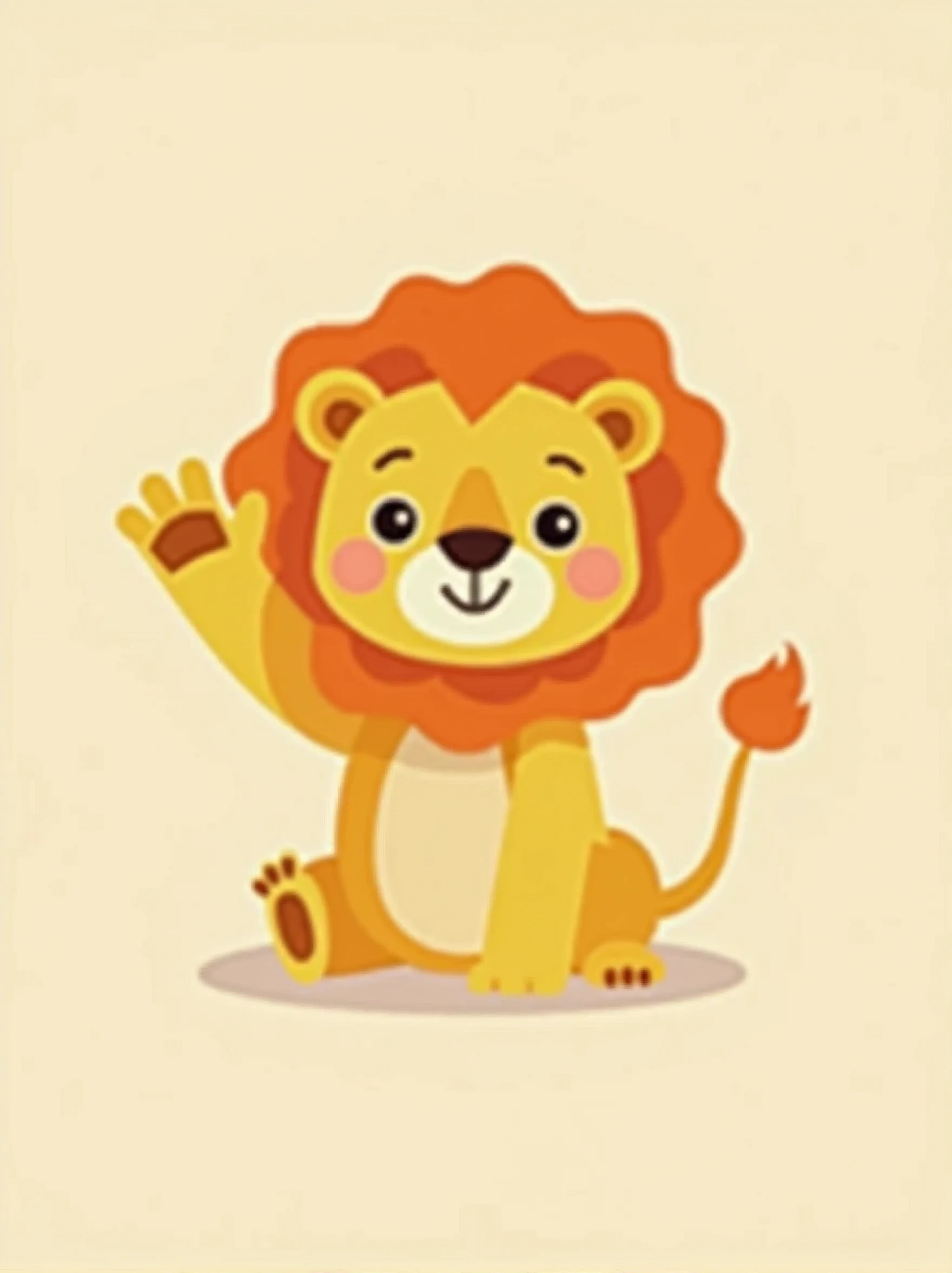minimalistic logo of a cute and waving lion for kids animation