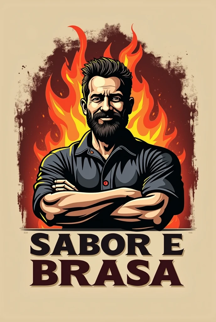  logo for a steakhouse with the name sabor e brasa in Portuguese 