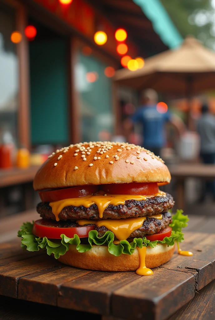 A Ramly beef burger with cheese at a roadside stall, detailed photo, high resolution photo, epic realism