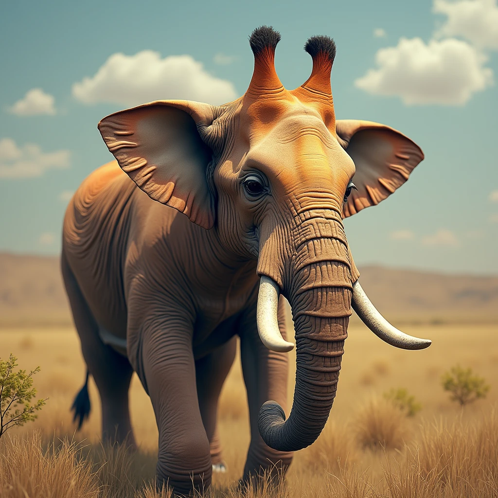 A giraffe-headed elephant