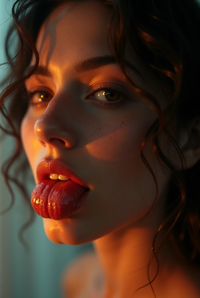 Woman with sperm in her mouth
