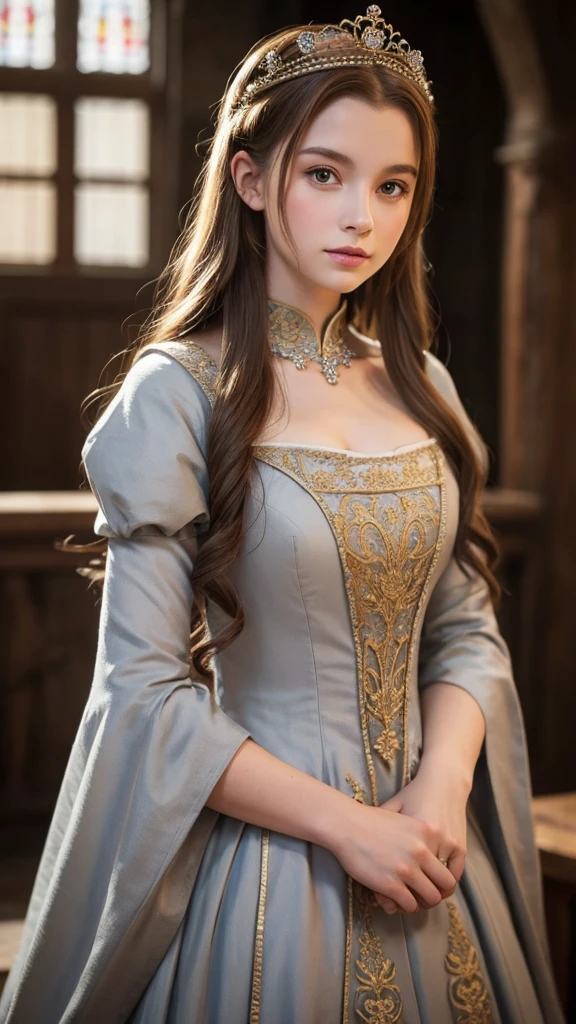 Queen Jane Grey, １６age、Upper Body、beautiful girl、Medieval European Dress