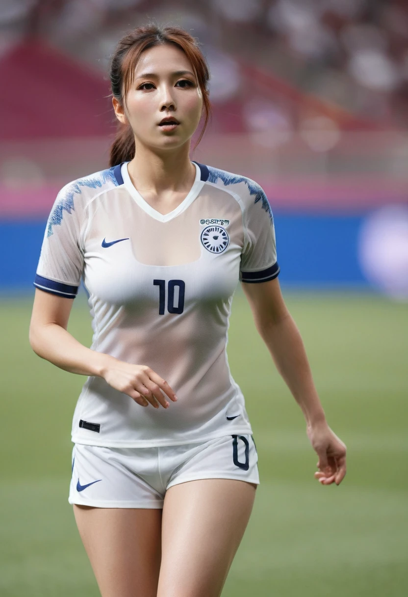 Playing around in a sexy see-through uniform、Women's Soccer Players、Olympic、Nipples are visible