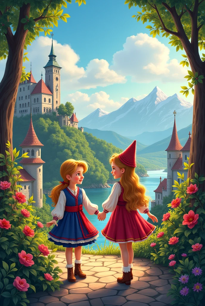 Generate a disney like movie poster that would be placed in Poland with its landmarks. Add writing Poland in top middle