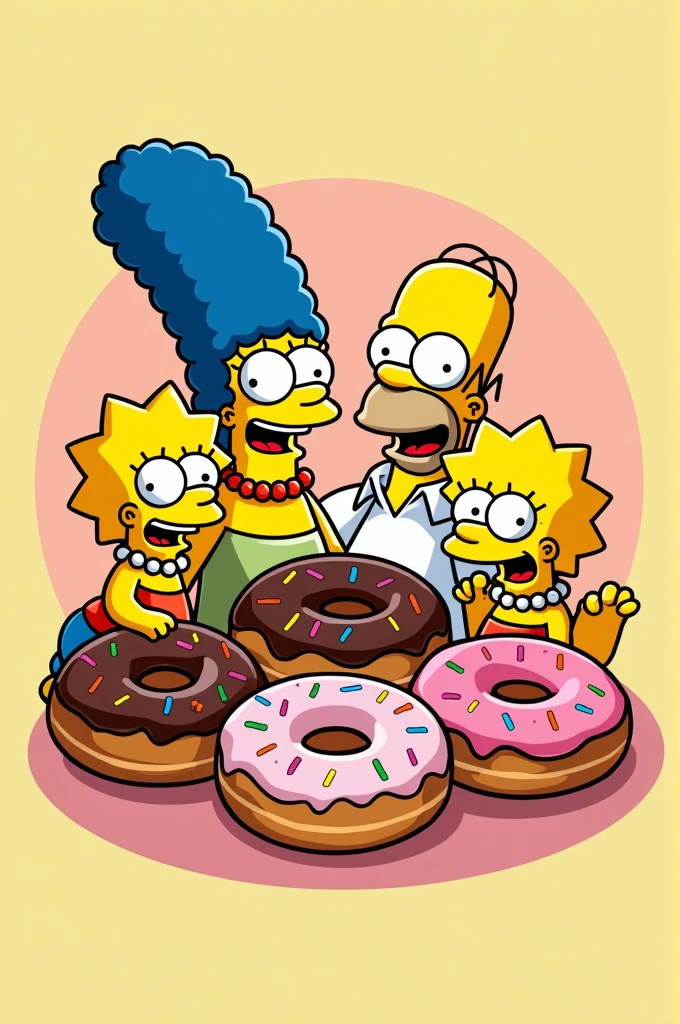 I need to create a logo for a donut shop. In the image I want a drawing of donuts and the Simpsons 