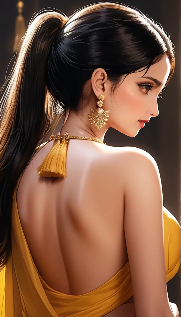1girl, sridevi kapoor, 28 years old, provocative yellow saree, deep french kissing, sex, ugly bald old man, embracing, big ass, braless, backless, tassel earrings, long hair ponytail, saggy breasts, photorealistic, highly detailed, cinematic lighting, dramatic pose, sensual, erotic, masterpiece, (best quality,4k,8k,highres,masterpiece:1.2),ultra-detailed,(realistic,photorealistic,photo-realistic:1.37)