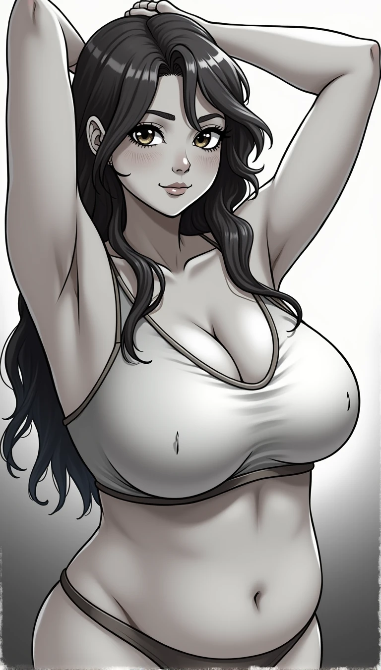 saggy boobs, armpits hair, chubby body