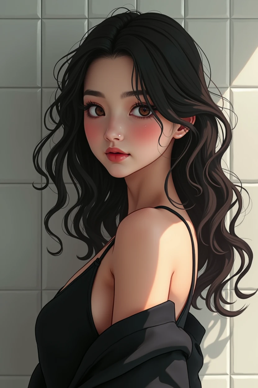 Woman model art, NSFW, 1girl, nude, A stunningly realistic 17-year-old high school girl with short hair, dressed in a traditional navy blue Japanese student swimsuit, standing by the poolside. Her cute droopy eyes and gorgeous big eyes are gleaming with excitement, drawing you into her youthful charm. The scene is bathed in exquisite lighting, each droplet of water glistening on her sweaty and wet skin, enhancing the lifelike texture of the artwork. The 8K resolution allows for breathtaking detail, from the delicate strands of her hair to the fine lines around her eyes and the soft fabric clinging to her body. The high-definition image captures her perfect figure with unparalleled sharpness, emphasizing her large, firm breasts and toned limbs. Her playful stance, hands on her knees, invites you to join in her adventure. The minimalist black and white decor of the room contrasts beautifully with the vivid color palette of the waterfall outside, creating a serene yet energetic mood. The image is taken with a Fujifilm X-S10 and Fujinon XF 10-24mm f-4 R OIS WR lens, offering a low view angle that brings you closer to the action. Her skin, with intricate details of pores and wrinkles, is rendered with a softness that is almost tangible. The setting is a blend of urban grit and tropical serenity, with the waterfall's mist gently kissing the air and the distant sound of the slums fading into the background. Despite the