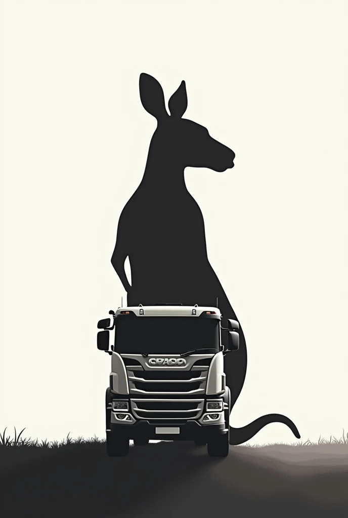 Kangaroo silhouette and white truck head. Corporate Image