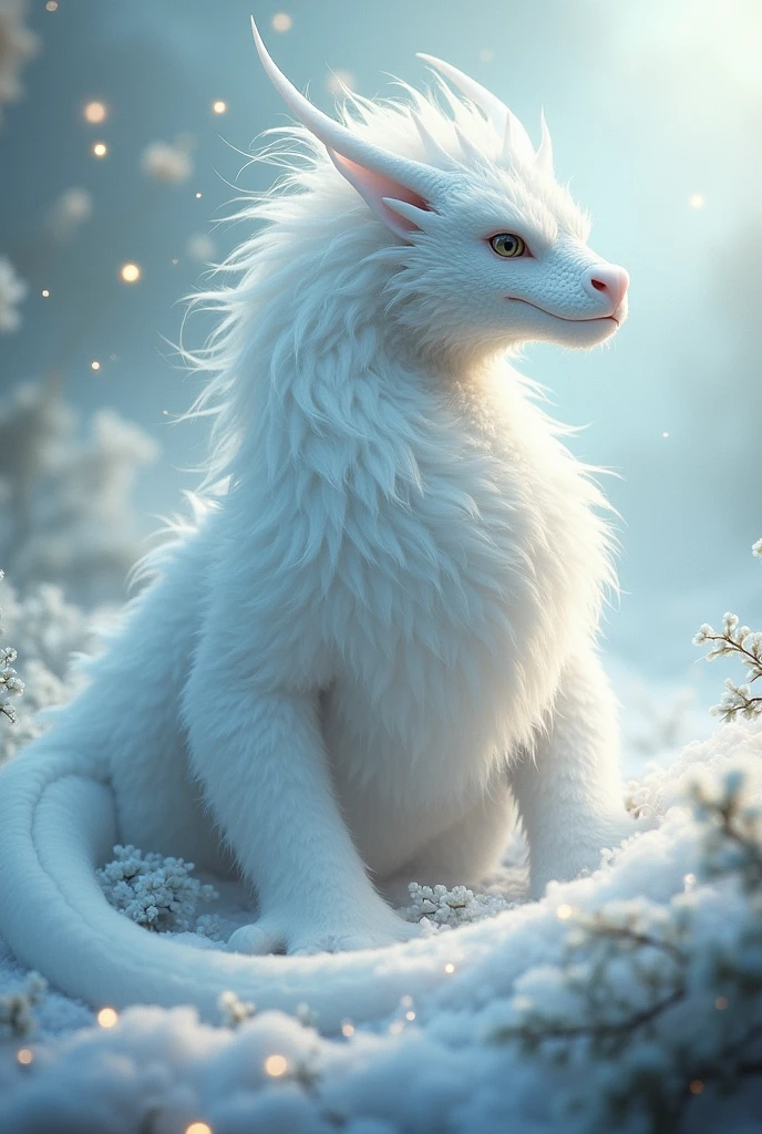 Furry, white fur, white furred dragon, furred dragon, male