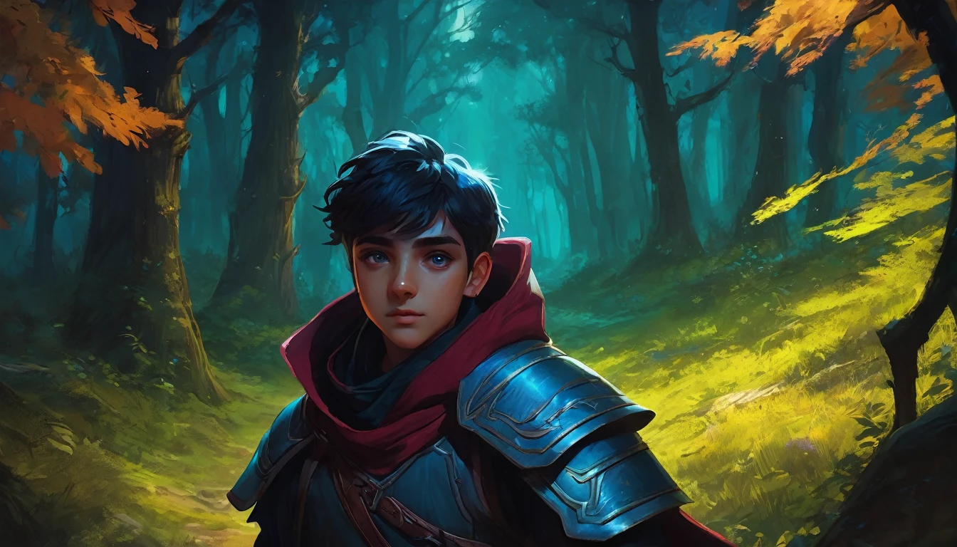 CLOSE UP eye a human boy walking in a dense forest, NIGHT,
MEDIEVAL STYLE,high fantasy RPG style, League of Legends-inspired art style, dynamic poses, detailed facial features, cinematic lighting, vibrant colors, dramatic atmosphere, gritty realism, masterpiece, best quality, ultra-detailed, VALORANT