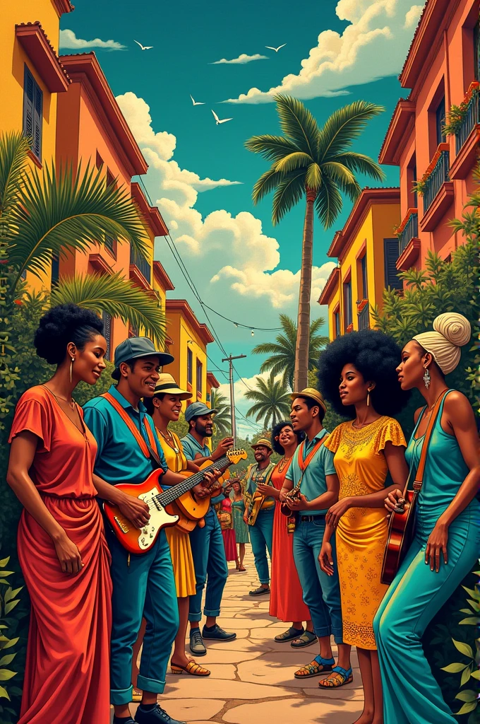 Create a cordel cover in the style of woodcut with the theme of Brazilian popular music