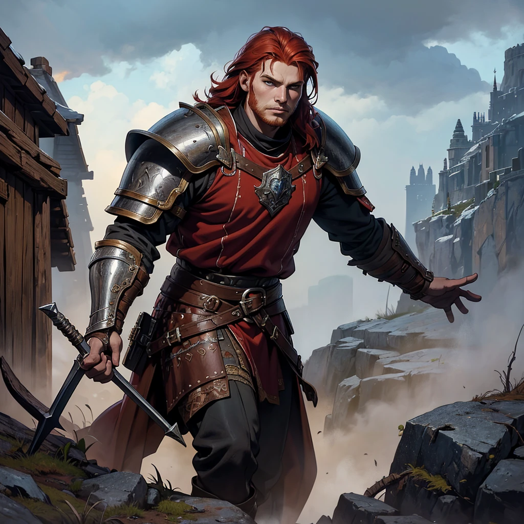 20 year old young man, redhead with viking features, full armor outfit, young and manly face, medieval fantasy, Fantasy Art, detailed fantasy digital art, estilo de Fantasy Art, fantasy style art., dark fantasy art, 4K fantasy art, epic estilo de Fantasy Art hd