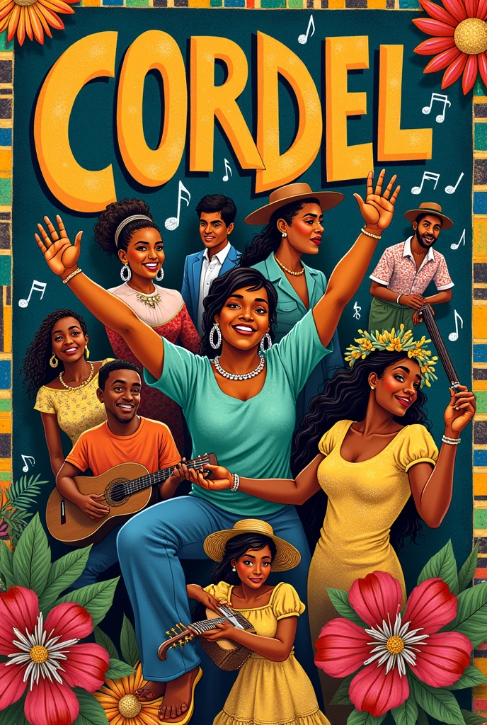 Create a cordel cover with the theme of Brazilian popular music