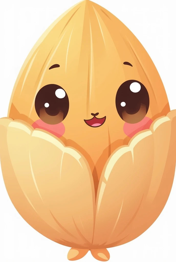 A picture of an almond inside the shell, adorable for a sticker, less realistic and with even smaller eyes, and of better quality