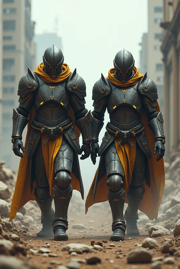 Two futuristic medieval soldiers, In an apocalyptic world, com o nome escrito cousinplay