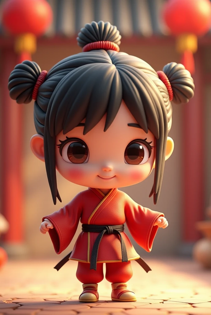 (masterpiece:1.2,Highest quality,High resolution),(Super detailed),8k,wallpaper,(Best illustrations,Anime Style),1 female,Chibi Character,master of success,cute,front,Are standing,Detailed hands,The background is the Kung Fu dojo,Chinese clothing for kung fu,Isometric 3D Diorama,Matte Paint,Gentle lighting,Japanese Style,Sanrio style