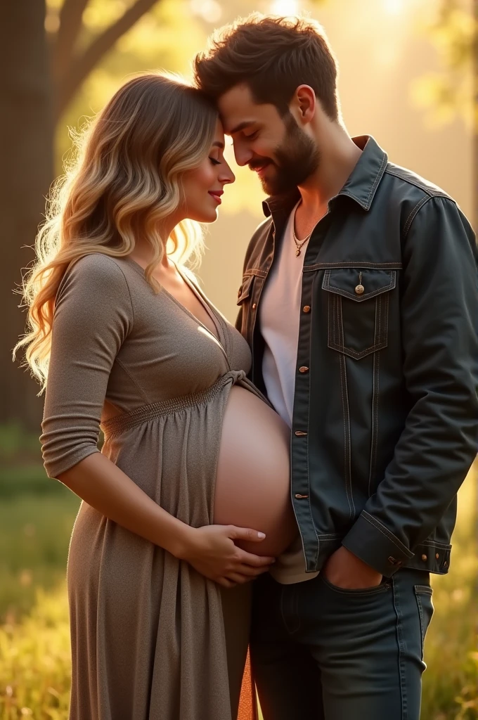 Nicola Coughlan, 8 months pregnant, with Luke Newton by her side.