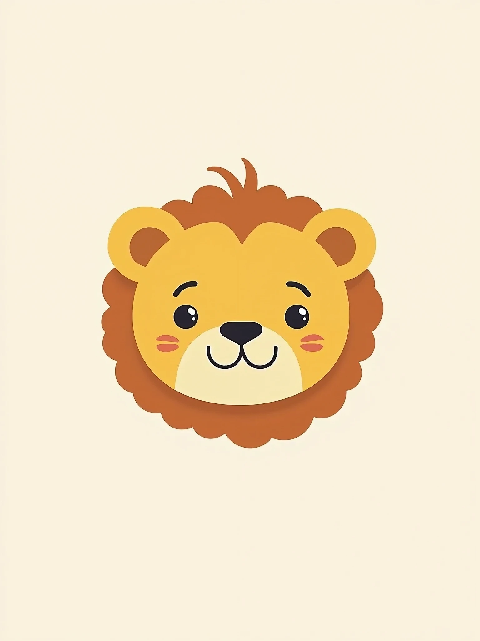 minimalist logo of a smiling, and waving lion baby face for kids