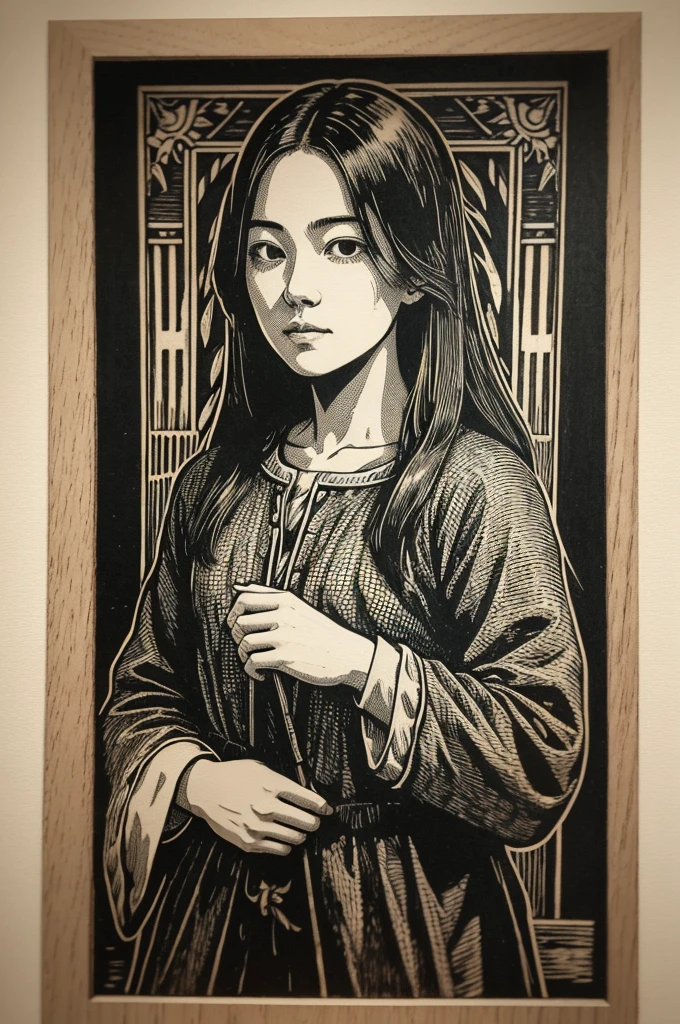 A woodcut-style photo