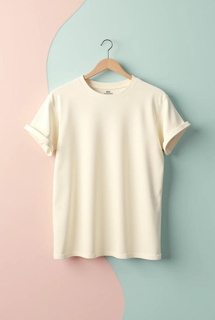 CREAM COLOR T-SHIRT MOCKUP STYLE WITH COMBINED PASTEL BACKGROUND