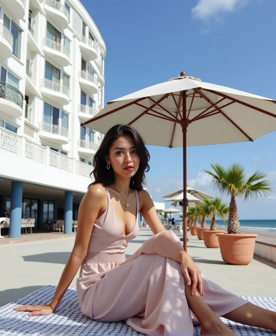 18 year old girl in a dark brown hair, Latina outfit