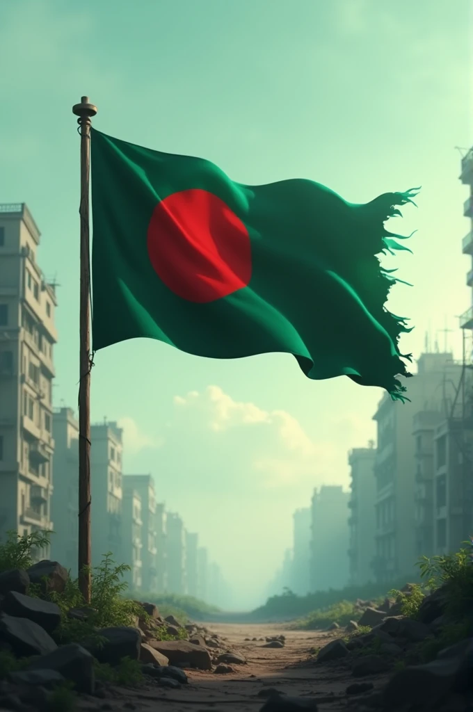 Bangladesh flag post war animation including quotes the price of freedom is eternal vigilance on it