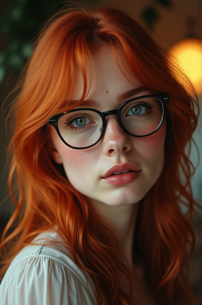 Redhead with glasses and freckles